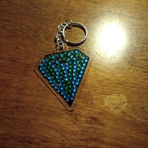 SOLD Diamond Shaped Diamond Art Keychain